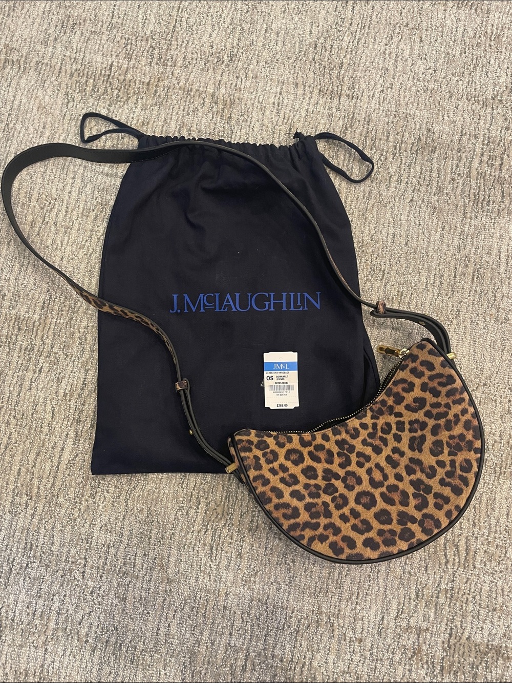 J. McLaughlin Leopard Crescent Crossbody - Brown & Black